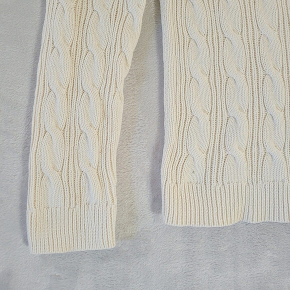 Ralph Lauren Woman's Cream Cable Knit Sweater Medium/Large Boat Neck - Picture 4 of 6